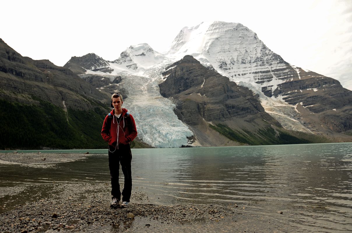 10 Peter Ryan With Mount Waffl, The Helmet, Mount Robson North Face, Berg Glacier and Berg Lake From Berg Trail At North End Of Berg Lake